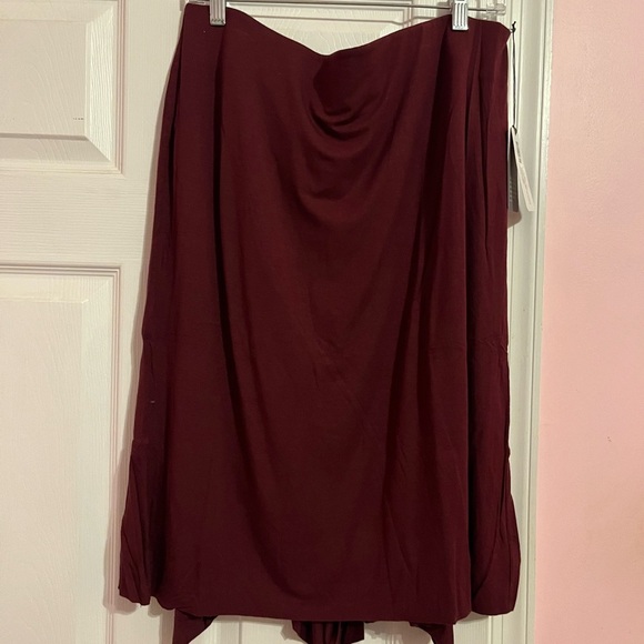 Jofit Red Ruched Midi Skirt for Work - Picture 1 of 5